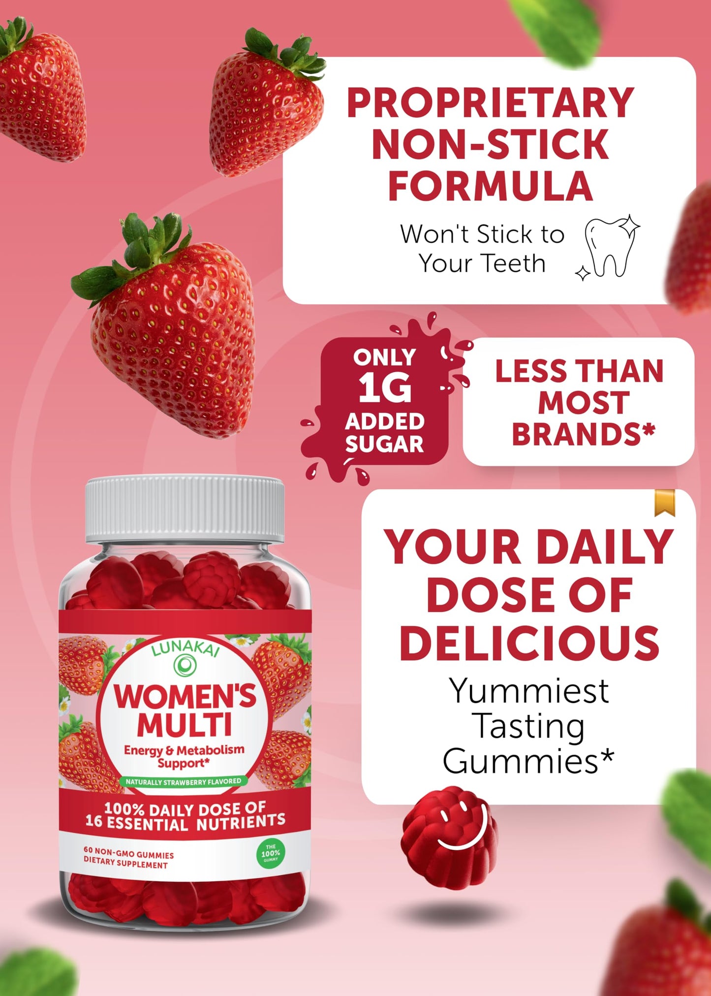 Lunakai Collagen and Women's Multivitamin Gummies Bundle - Non-GMO Anti Aging Supplements with Biotin, Zinc, Vitamin C and E - 100% Daily Value of 16 Essential Vitamins and Minerals - 30 Days Supply
