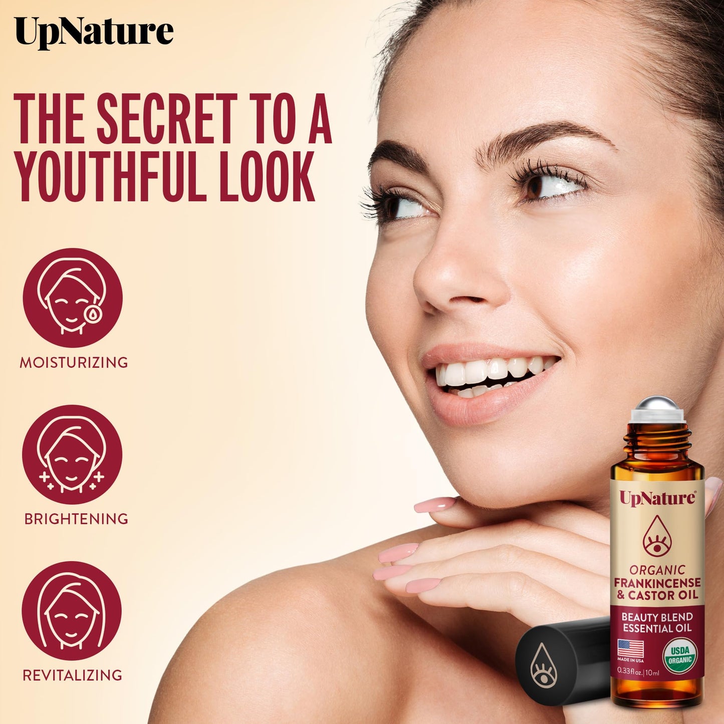 UpNature Organic Castor Oil and Frankincense Roll On – 100% Pure Hexane Free Castor Oil & Frankincense Under Eye Roller for Face - Wrinkles Dark Circles Beauty Rollerball