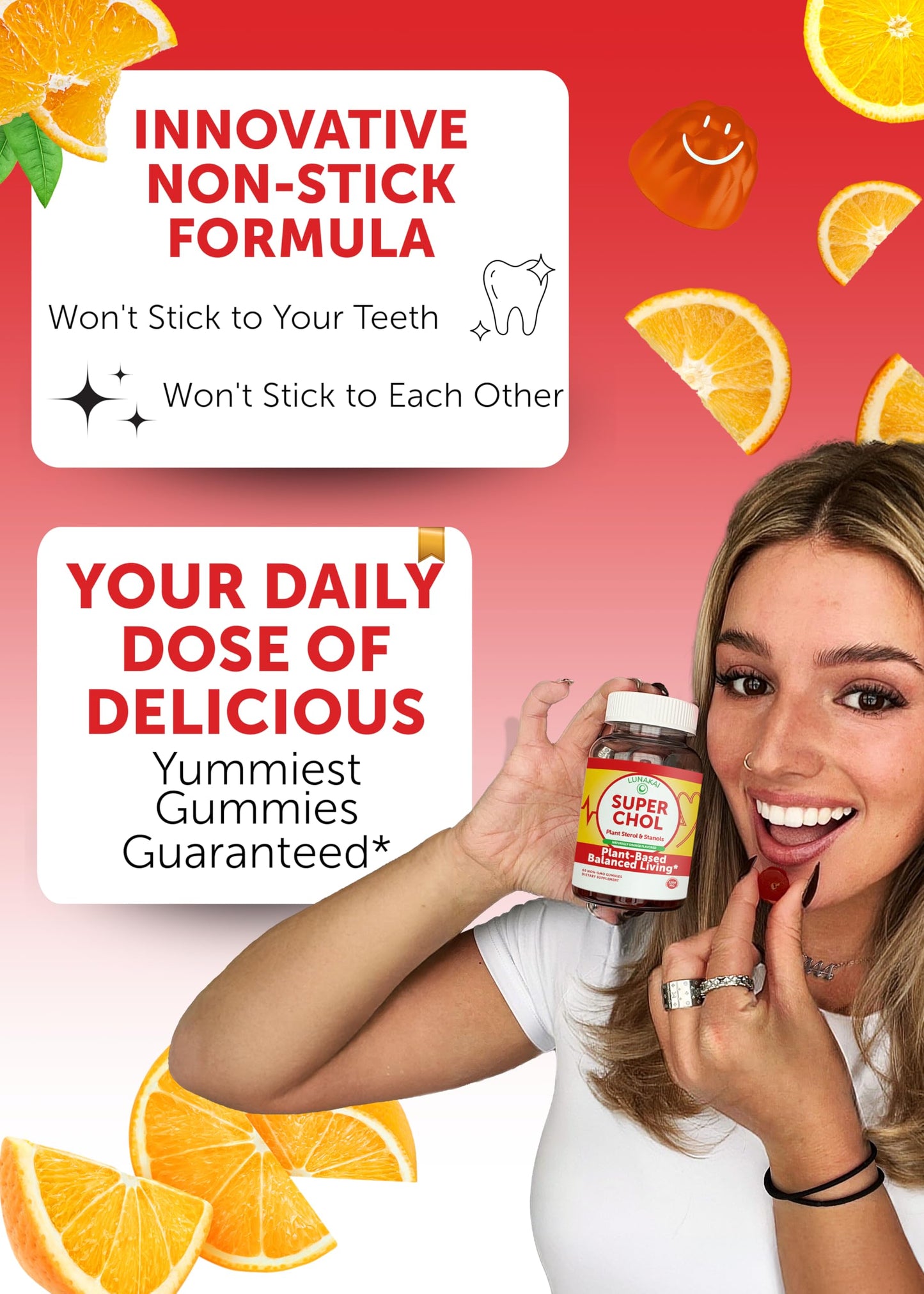 Lunakai USA Made Super Chol Gummies – 1200mg Plant Sterols & Stanols for Natural Cholesterol Support – Non-GMO Phytosterol Supplement, 60ct