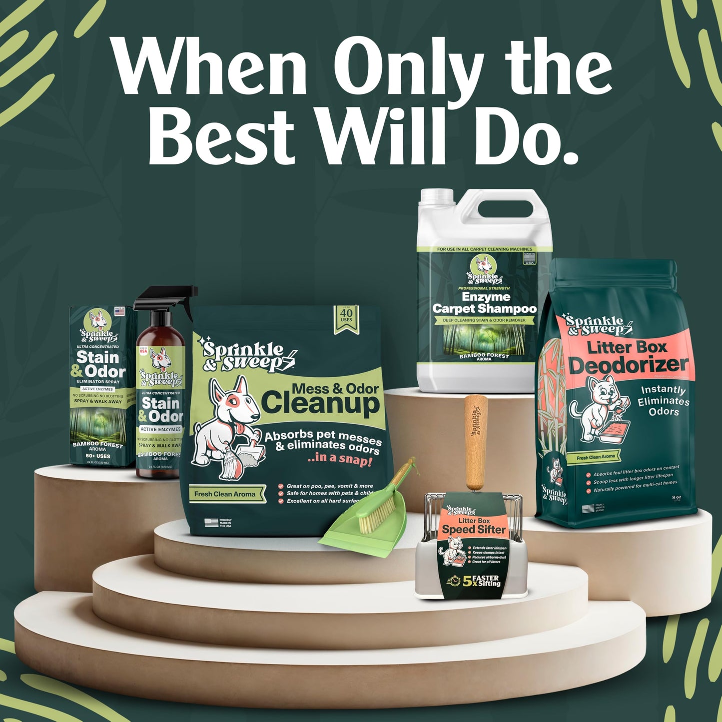 Sprinkle & Sweep Enzyme Carpet Cleaner - Enzyme Carpet Shampoo (32oz) - Carpet Cleaner Solution to Eliminate Tough Stains & Neutralize Odors - Removes Dog, Cat, All Pets Urine- Use with All Machines