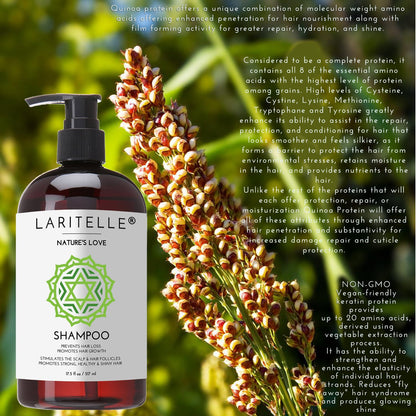 Laritelle Nature’s Love Organic Shampoo – 17.5 oz – Anti-Thinning Hair Growth, Rich Botanical Hydrosols & Keratin • Color Safe • Made in California