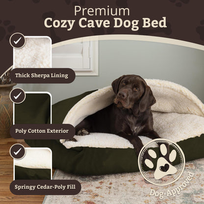 Snoozer Pet Products Rectangle Cozy Cave Dog Bed, Small, Olive