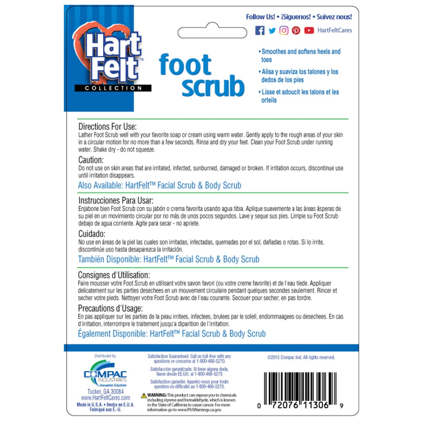 HartFelt Foot Exfoliating Sponge | Chemical-Free Foot Scrubbers for Smooth & Soft Feet | Gentle Sponge Pad for Callus Removal, Dead Skin & Cleansing | Made in USA
