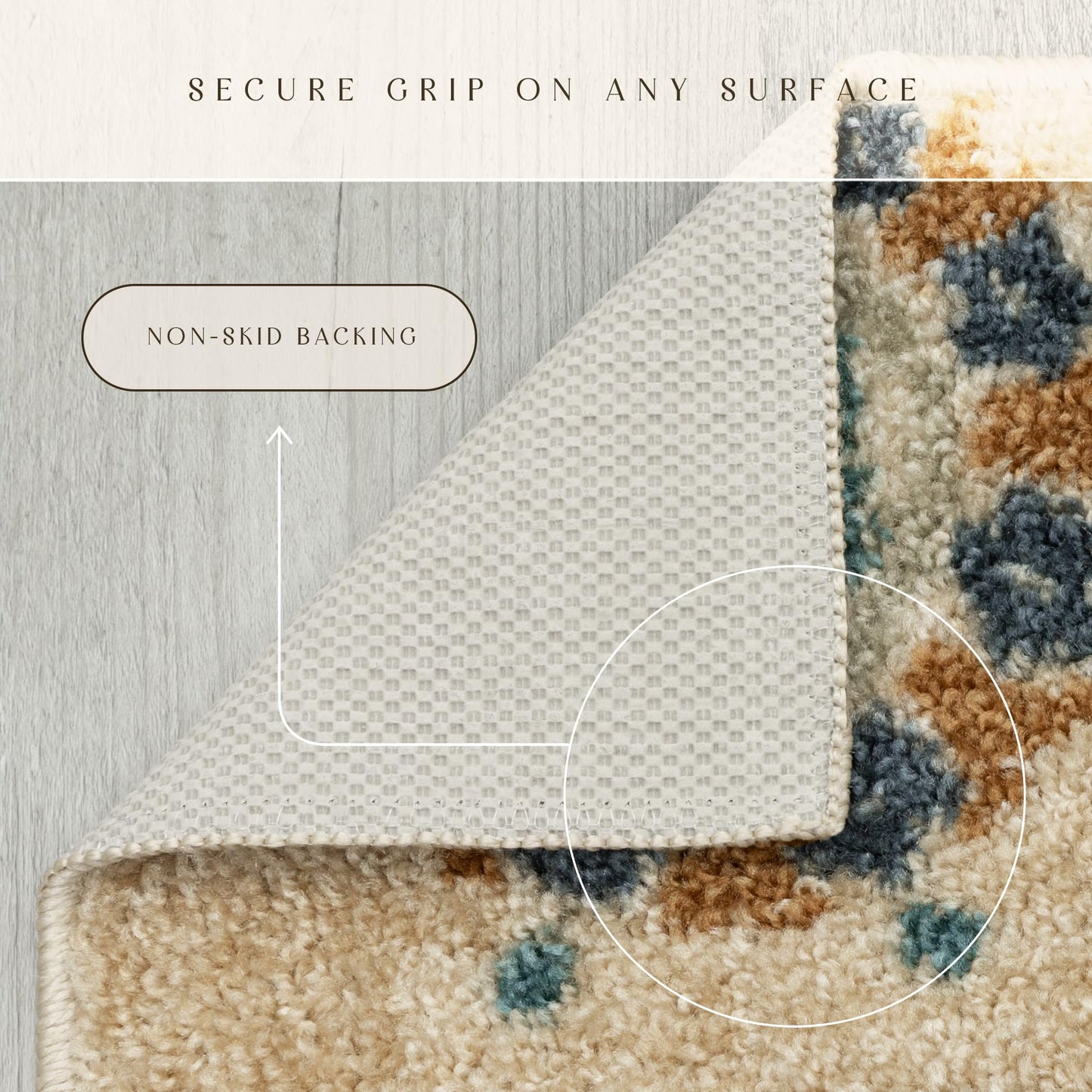 Maples Rugs Reggie Floral Runner Rug - Made in USA - Washable, Non Slip Indoor Carpet for Kitchen, Hallway, and Laundry Room, 1'8 x 5, Beige