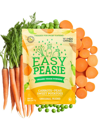 EasyPeasie Organic Veggie Powder Blends for Kids and Picky Eaters | Natural Vegetable Powder Supplement for Meals and Smoothies (Original 5oz Pouch)
