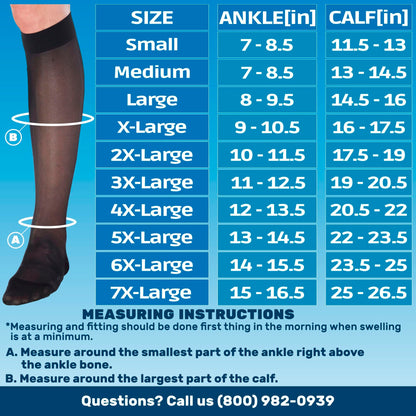 ABSOLUTE SUPPORT Made in USA Sheer Compression Socks for Women 15-20 mmHg - Support Hose Knee High Stockings, Black, X-Large