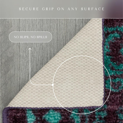 Maples Rugs Georgina Traditional Runner Rug – Made in USA – Washable, Non Slip Indoor Carpet for Hallway, Kitchen, and Laundry Room, 1'8 x 5', Wineberry/Teal