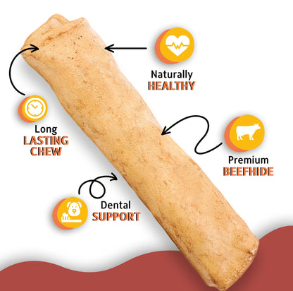 Canine Chews 10-11" Chicken Broth MEGA Retriever Rolls (10 Pack) Natural Rawhide for Big Dogs - Long-Lasting Dog Chew Treats for Aggressive Chewers - Odor-Free - Extra-Large