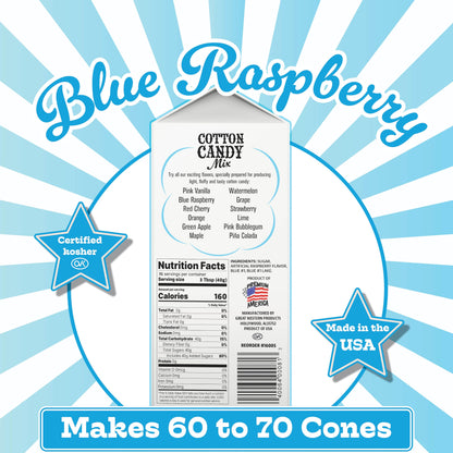 Premium America Blue Raspberry Cotton Candy Floss Sugar Carnival-Style Fluffy Fun, Pre-Mixed & Ready to Use for Parties, Events & Festivals 3.25 lb Cartons Case of 3