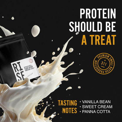 RISE311 Vanilla Plant-Based Protein Powder for Women & Men, Easy to Digest, Delicious Madagascar Vanilla Bean Powder Supports Overall Well-Being, 15 Servings/Pouch, 30g