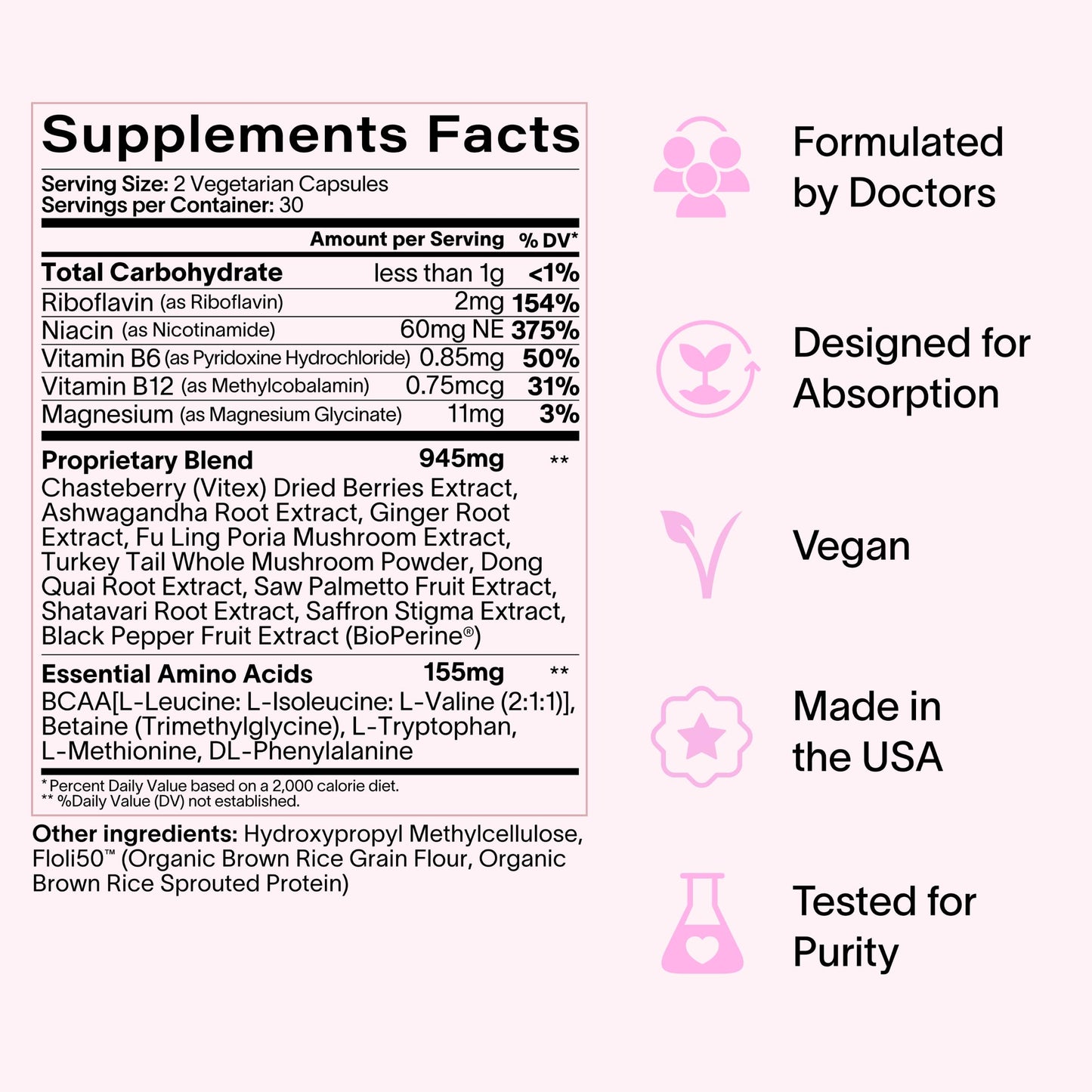 Ladywell Daily Hormone Balance Capsules - Targeted Women's Health Supplement - Adaptogens, Vitamins, Functional Mushrooms, Amino Acids - Science-Backed, Plant-Based, Naturally-Effective - 60 Capsules