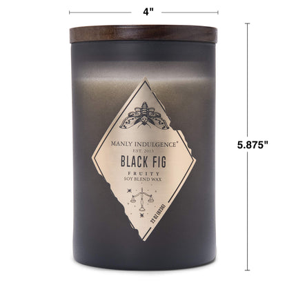 Manly Indulgence Black Fig Scented Jar Candle, Rebel Collection, 2 Wick, Black, 22 oz - Up to 120 Hours Burn