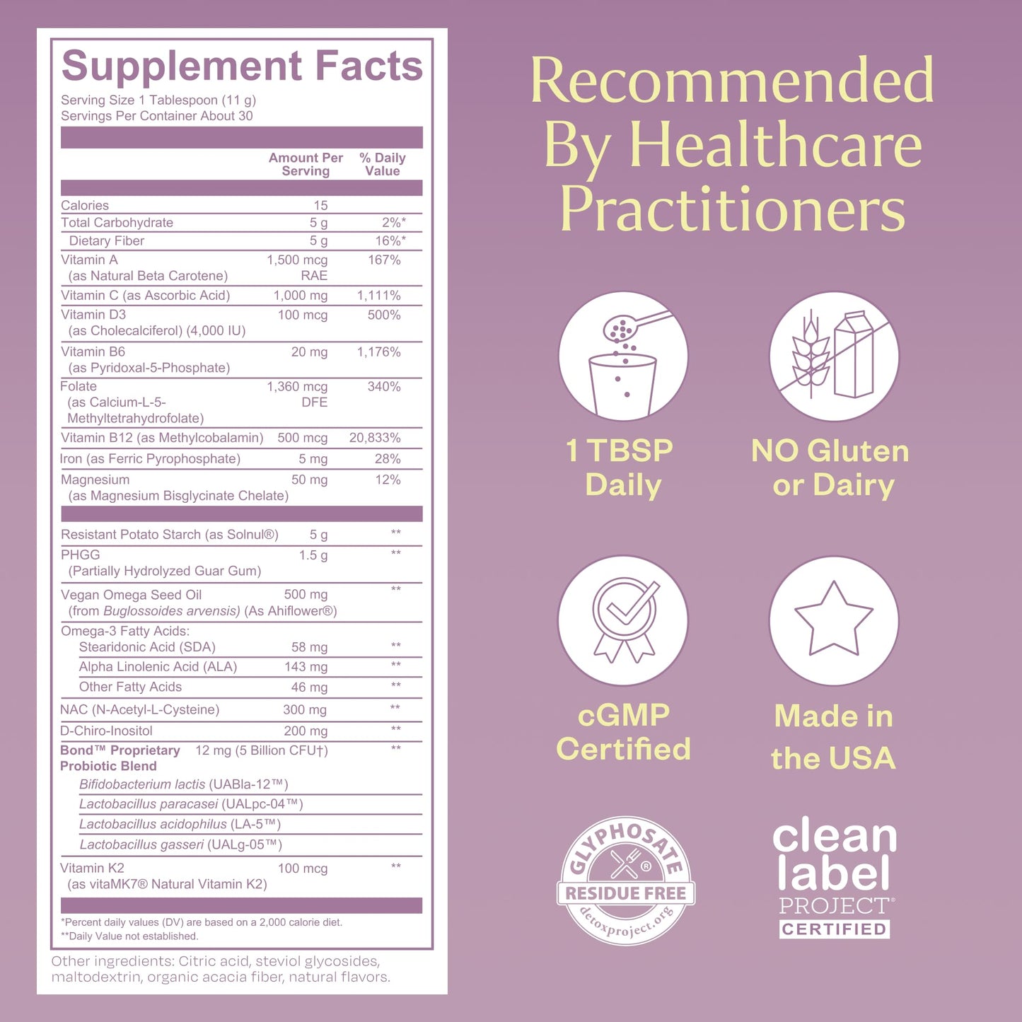 BOND Prenatal Vitamin Drink Mix for Women with Iron, Supports Hormone Balance, Folate & B12 for Energy & Calm Mood, Plant-Based Omega-3 for Cognitive Support, Magnesium, D3, B6, Non-GMO, 30-day Supply