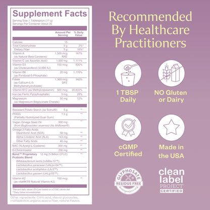 BOND Prenatal Vitamin Drink Mix for Women with Iron, Supports Hormone Balance, Folate & B12 for Energy & Calm Mood, Plant-Based Omega-3 for Cognitive Support, Magnesium, D3, B6, Non-GMO, 30-day Supply