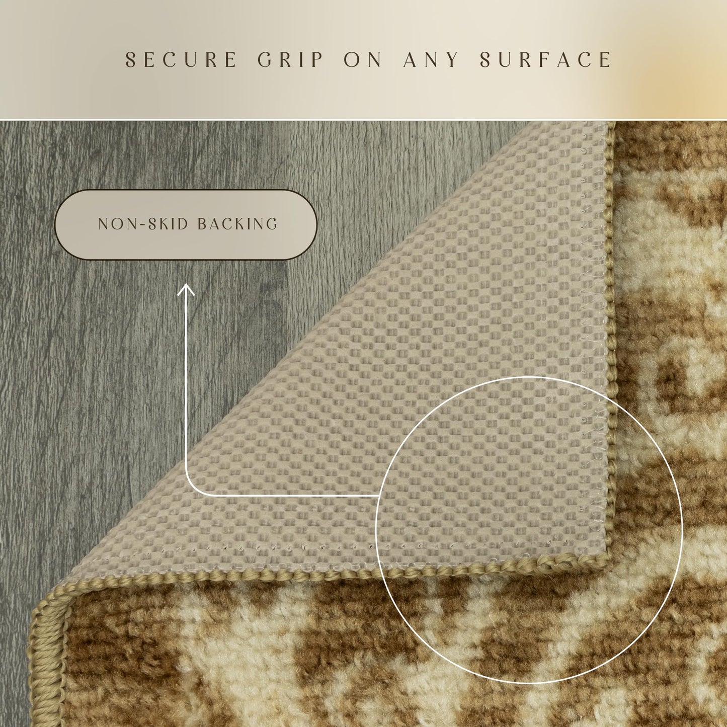 Maples Rugs Pelham Transitional Area Rugs - Made in USA - Washable, Non Slip, Indoor Carpet for Entryway, Foyer, Kitchen, and Bathroom, 1'8 x 2'10, Khaki