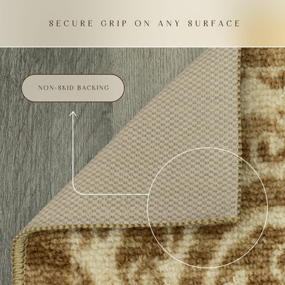 Maples Rugs Pelham Transitional Area Rugs - Made in USA - Washable, Non Slip, Indoor Carpet for Entryway, Foyer, Kitchen, and Bathroom, 1'8 x 2'10, Khaki