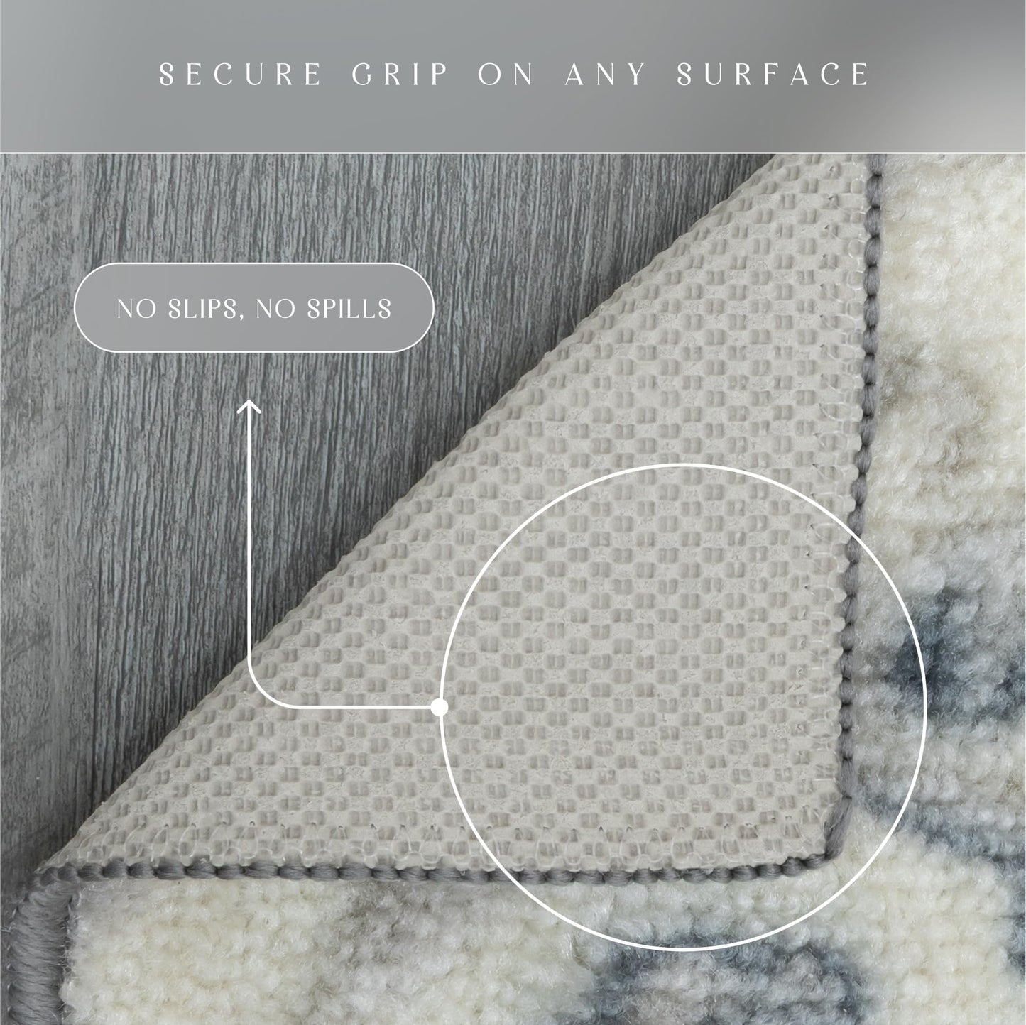 Maples Rugs Blooming Damask Area Rugs - Made in USA – Washable, Non Slip Indoor Carpet for Entryway, Foyer, Kitchen, and Bathroom, 1'8 x 2'10, Grey/Blue