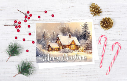 JBH Creations Winter Cabin Christmas Card - Pack of 24