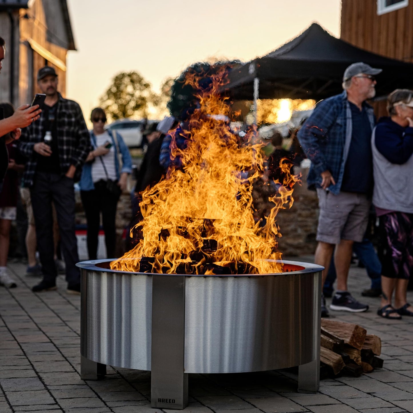 Breeo Smokeless FIrePit (X Series 42, Corten Steel, Lid Included) | 46 inch Smokeless Fire Pit for Outside | 190 Pounds | Ideal for Large GatheringsCompatible with Wide Range of Breeo Accessories