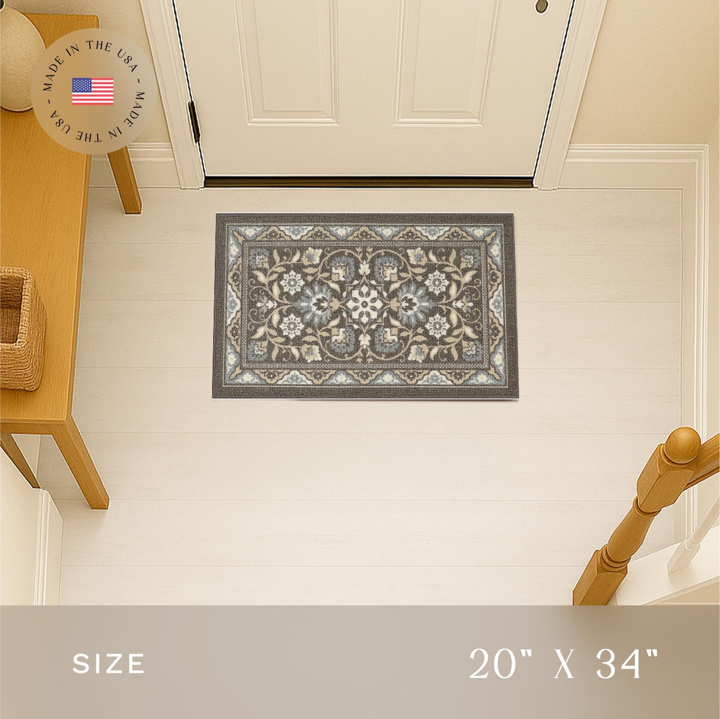 Maples Rugs Florence Kitchen Rugs Non Skid Washable Accent Area Carpet [Made in USA], 1'8 x 2'10, Light Brown