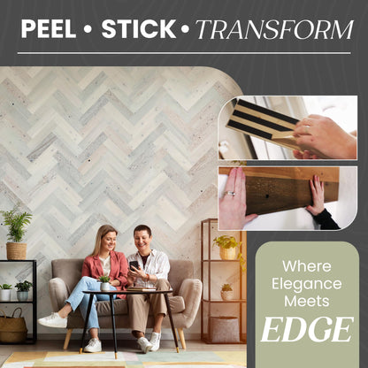 TIMBERCHiC 100% Wood Wall Planks - Made in USA - Peel-and-Stick Wall Panels for Interior Decor - DIY Adhesive Wall Panels, Coastal White (3" x 10 Sq Ft)