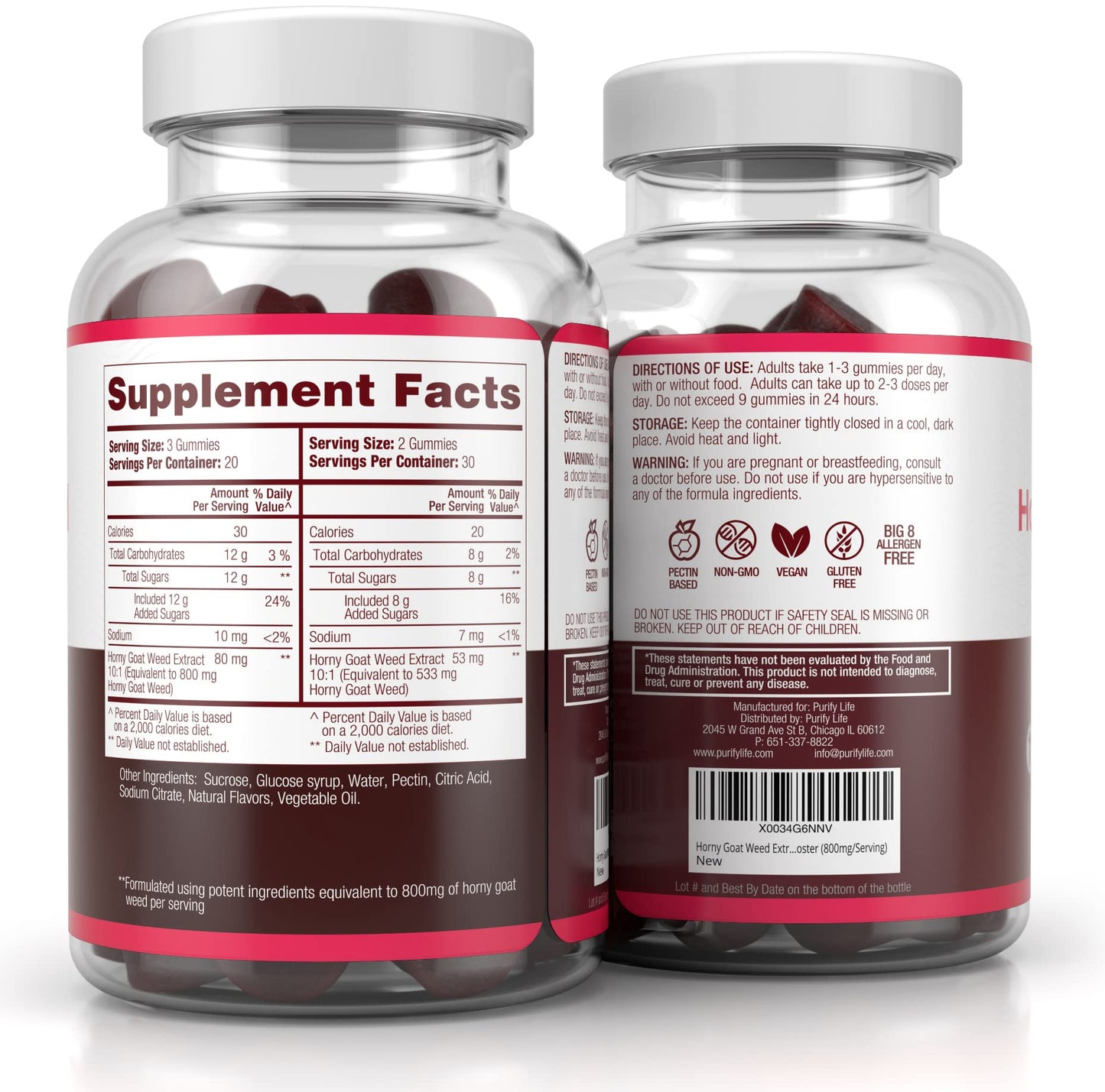 Potent Horny Goat Weed for Men and Women (Max Potency Chews 800mg), Horny Goat Weed Extract Gummies for Energy Management, Performance and Stamina - Vegan, Gluten-Free, Natural Grapefruit Flavor