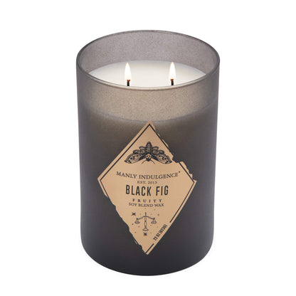 Manly Indulgence Black Fig Scented Jar Candle, Rebel Collection, 2 Wick, Black, 22 oz - Up to 120 Hours Burn