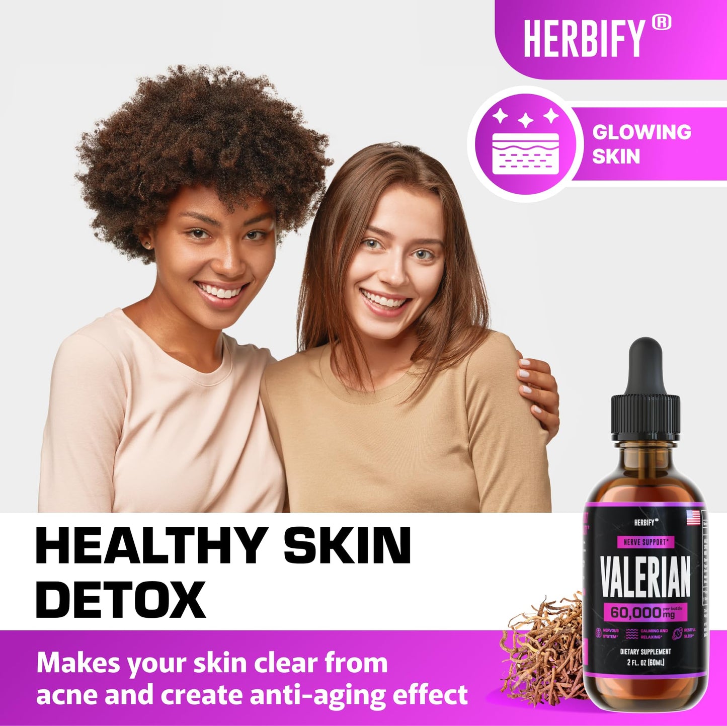 HERBIFY Valerian Root Supplement - Valerian Root Tincture – Nervous System Support 2 Fl oz