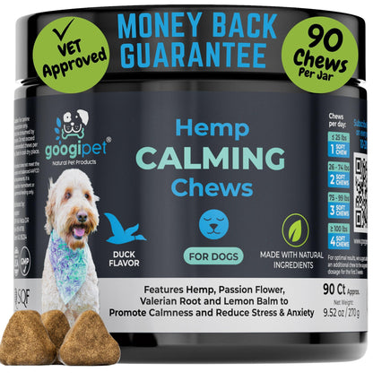 Googipet Daily Hemp Calming Chews for Dogs - Separation Anxiety Relief for Dogs, Non-Drowsy Dog Calming Chews - Anxiety Relief Treats with Valerian Root, & Hemp