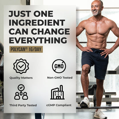 40+ MUSCLE BONE JOINT ADVANCED SUPPORT Prevents Muscle Loss and Supports Bone, Joint, and Immune Health via Gut Health-Powered by Polycan Postbiotics Fermented Beta-Glucan (60 Capsules)