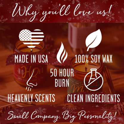 Christmas Candles Scented – ‘Christmas Time’ Soy Christmas Candle, w/Apple, Cinnamon, Clove - Infused with Essential Oils I Holiday Candles I 9oz, 50Hr, Made in USA