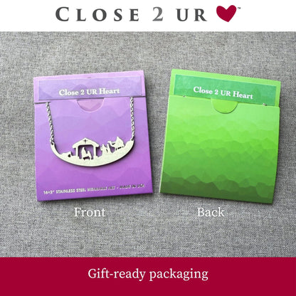 Close 2 UR Heart Stainless Steel Necklace - 3 Kings | Faith Inspired Pendant With Meaningful Message | Durable Handmade Jewelry Gift | Made In USA