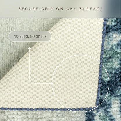 Maples Rugs Horizon Distressed Abstract Area Rug - Made in USA - Low Pile, Non Slip Pet-Friendly Mat for Bedroom, Office, Living & Dining Room, 5' x 7', Arctic Blue