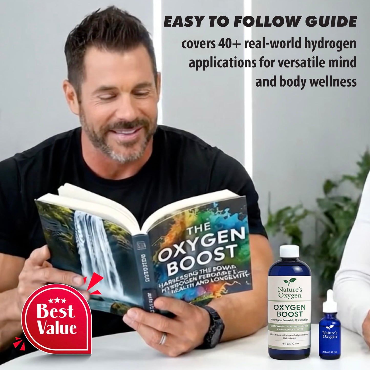 Nature’s Oxygen Food Grade Hydrogen Peroxide 12% Solution, 16 fl oz Pint Bottle with 2 fl oz Dropper and The Oxygen Boost Book, Only H₂O₂ & Water, Made in USA