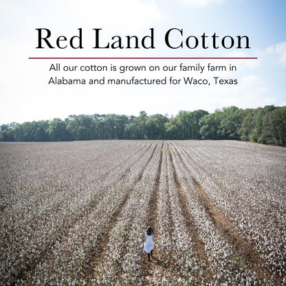 Red Land Cotton | American-Made 100% Cotton Throw Blanket | Soft, Breathable Basket Weave Blanket | Easily Laundered | White