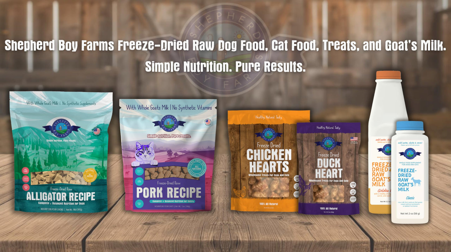 Shepherd Boy Farms Freeze-Dried Fish Cat Food – High-Protein, Grain-Free, Made with Organic Produce & Goat’s Milk (12oz)
