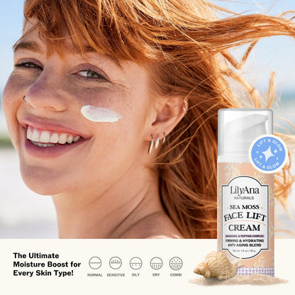 LilyAna Naturals Bakuchiol Face Lift Cream with Sea Moss and Peptide Complex - Face Cream for Women - Moisturizing and Lifting Facial Cream - Anti-Aging Overnight Moisturizer - Made in the USA