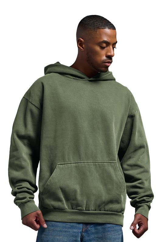 Expert Brand USA-Made Men's Oversized Heavyweight Cotton Pullover Hoodie, Sage, Large