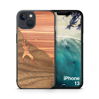 WUDN Slim Wooden Phone Case (Rock Climber Walnut Sky) Compatible with iPhone 13