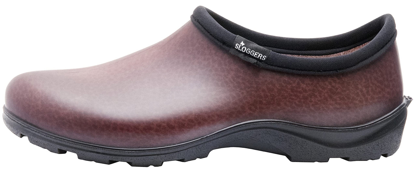 Sloggers Original Waterproof Work Shoe for Men – Outdoor Slip-On Rain and Durable Garden Footwear Made in The USA with Premium Comfort Support Insole, Leather Print Brown - Size 10