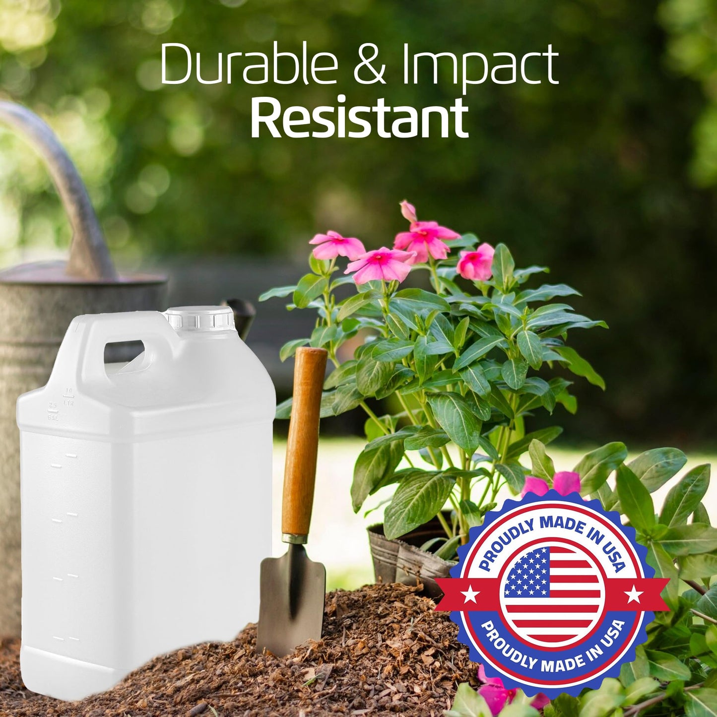 2.5 Gallon Water Jug – Water Container Heavy-Duty HDPE Carboy for Automotive Used Oil & Liquid Storage – 10 Quart Mixing Container with Secure Lid – Made in USA