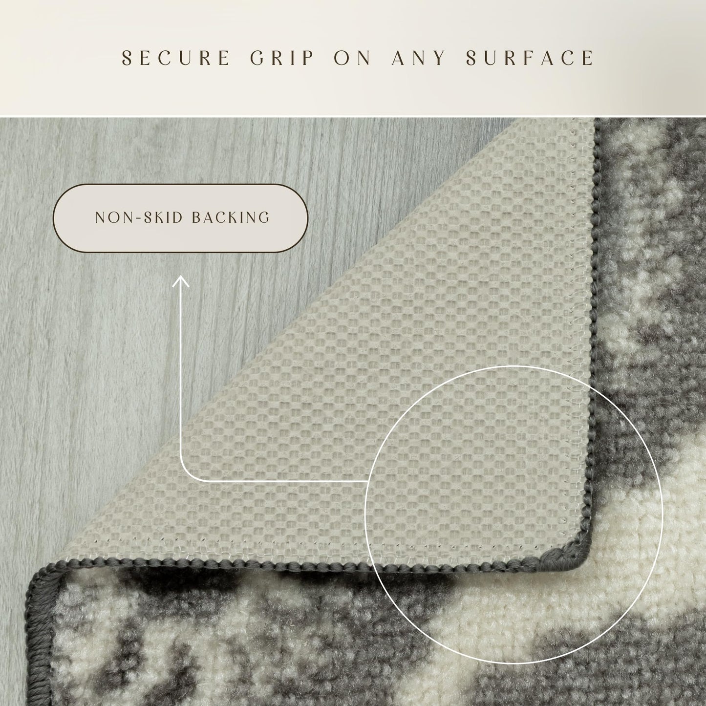 Maples Rugs Vivian Medallion Runner Rug - Made in USA - Washable, Non Slip, Indoor Carpet for Home, 1'8 x 5', Grey