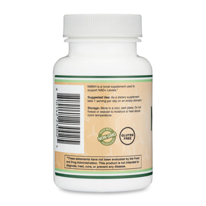 NMNH (NMN Supplement Alternative) (Dihydronicotinamide Mononucleotide) 250mg Per Serving, 60 Count (30 Servings) NAD Supplement to Boost NAD+ Levels As We Age (Non-GMO, Gluten Free) by Double Wood