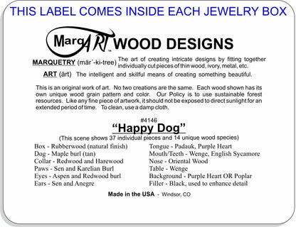 MarqArt Wood Art Dog Box - Handmade in USA - Unmatched Quality - Unique, No Two are the Same - Original Work of Wood Art (#4146 Happy Dog 4x5x1.5)