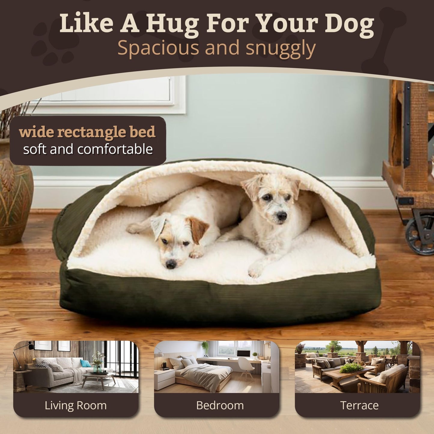 Snoozer Pet Products Rectangle Cozy Cave Dog Bed, Small, Olive