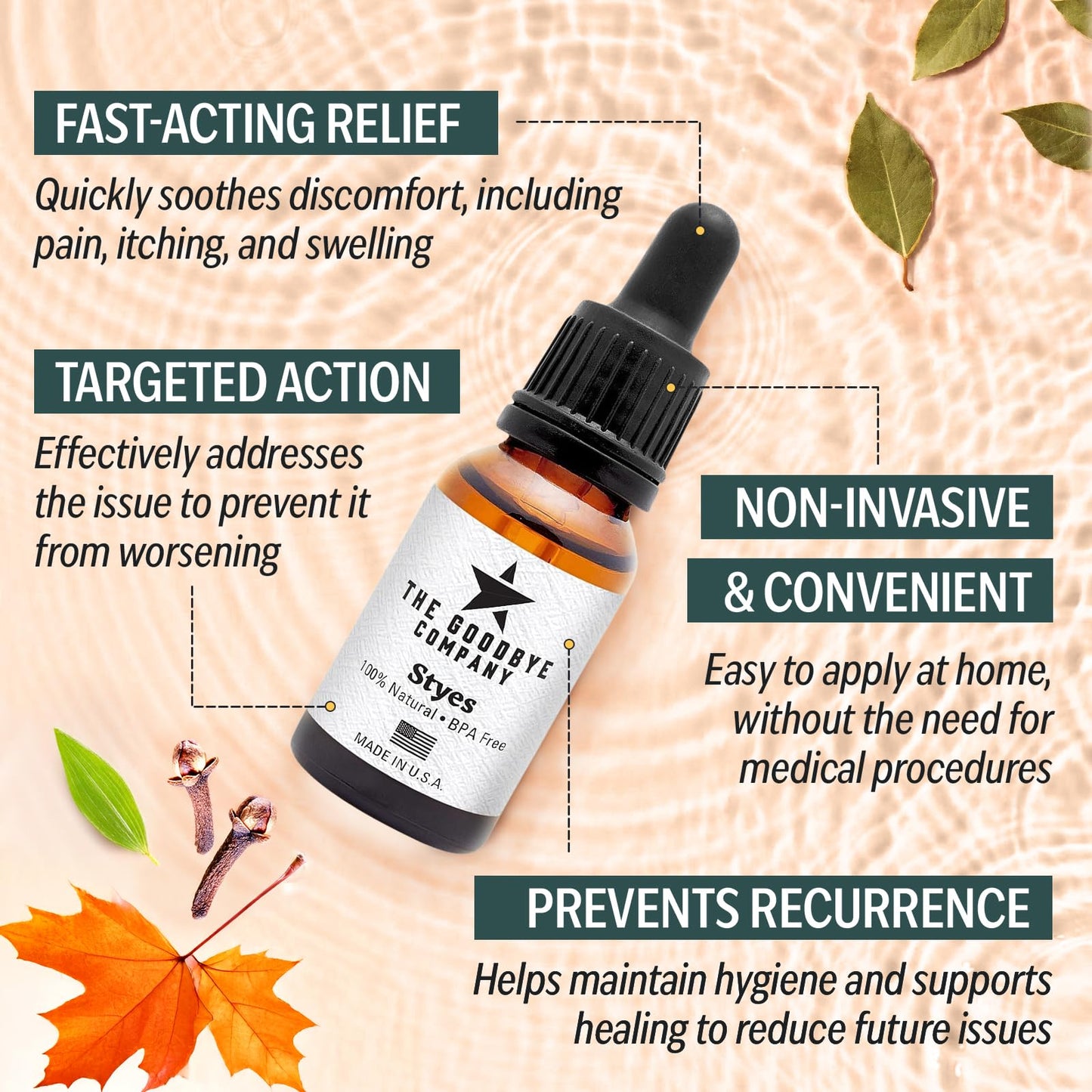 Eye Serum for Styes, Chalazions, and Blepharitis, 15 mL – Plant-Based Formula – Made in USA