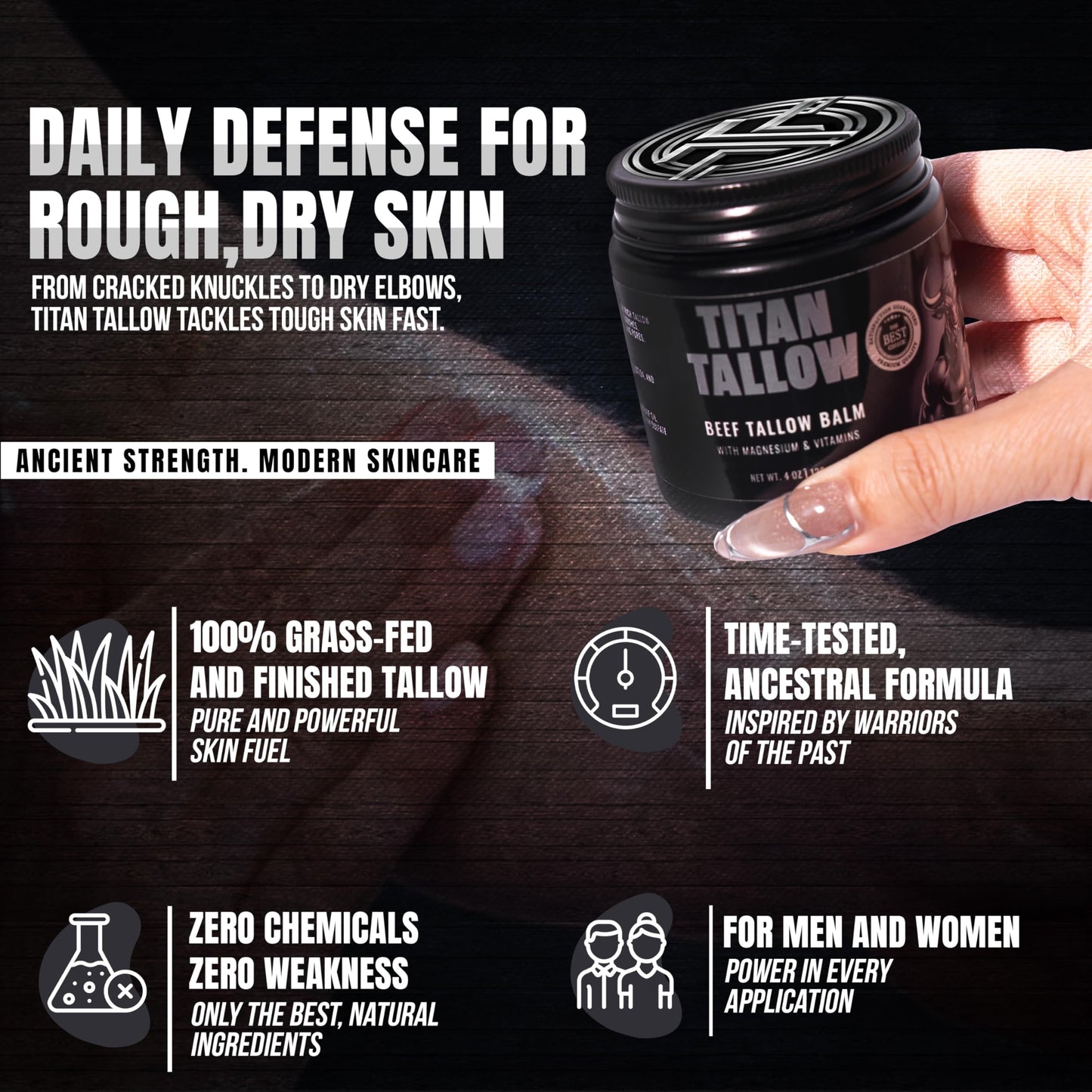 Magnesium Beef Tallow Balm for Sleep, Leg Cramps & Pain, Muscle Relaxation, Moisturizing Topical Cream - Organic Grass-Fed & Grass-Finished Tallow with Manuka Honey Skin Care, Face & Body Lotion