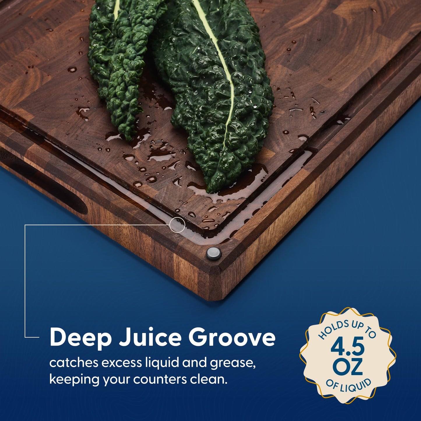 Sonder Los Angeles Alfred Cutting Board Made in USA | Black Walnut End Grain Cutting Board for Kitchen with Non-Slip Feet, Juice Groove, Sorting Compartments | Gift Box Included | 17x13x1.5 in