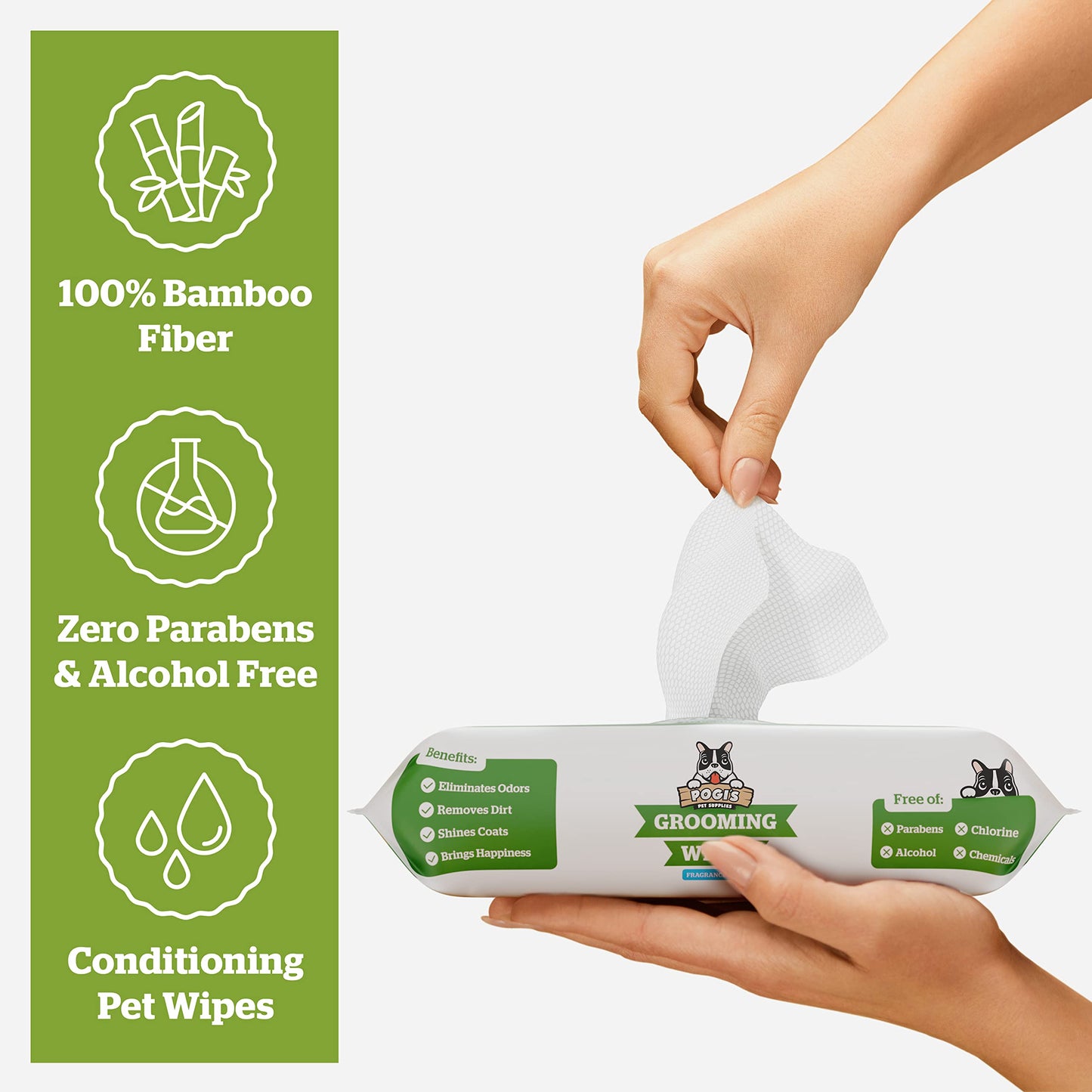 Pogi's Dog Grooming Wipes - 400 Dog Wipes for Cleaning and Deodorizing - Plant-Based, Hypoallergenic Pet Wipes for Dogs, Puppy Wipes - Quick Bath Dog Wipes for Paws, Butt, & Body - Fragrance Free