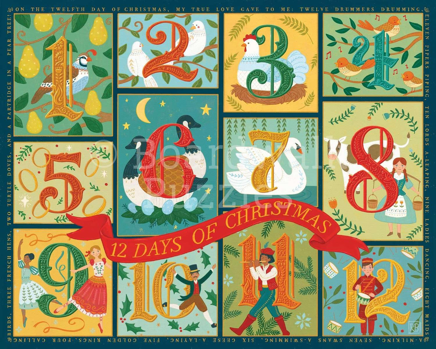 Boardwalk Puzzles 12 Days of Christmas, 1000 Piece Jigsaw Puzzle for Adults, Made in USA